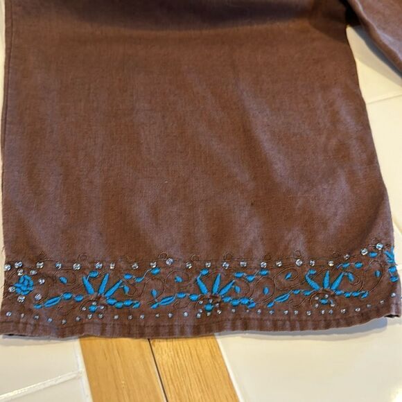 Vintage Richard Malcolm Woman Linen Drawstring Waist Cropped Pants Size 1X - Picture 4 of 10